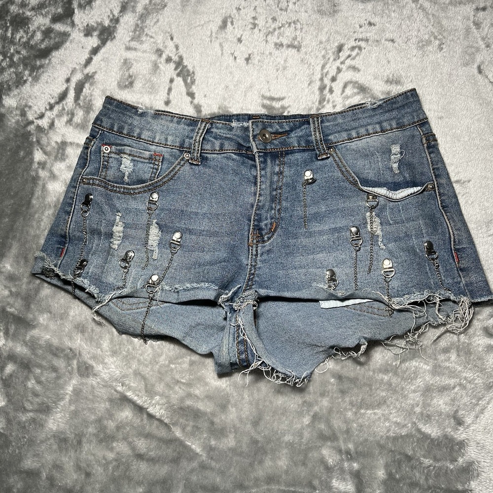Hot & Delicious Shorts Women Size Medium Summer Denim Mini Studded Punk Skater